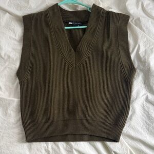 English Factory Olive V-Neck Sweater Vest